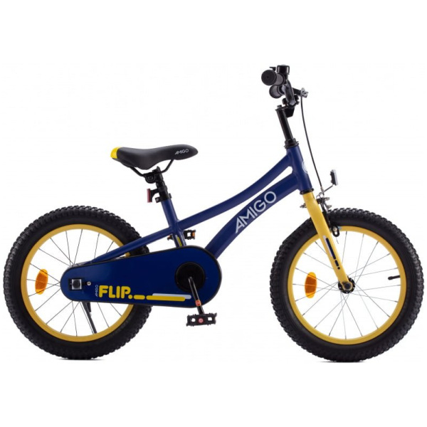 amigo flip 18 inch 265 cm jongens terugtraprem donkerblauw geel 1004348 1639144466